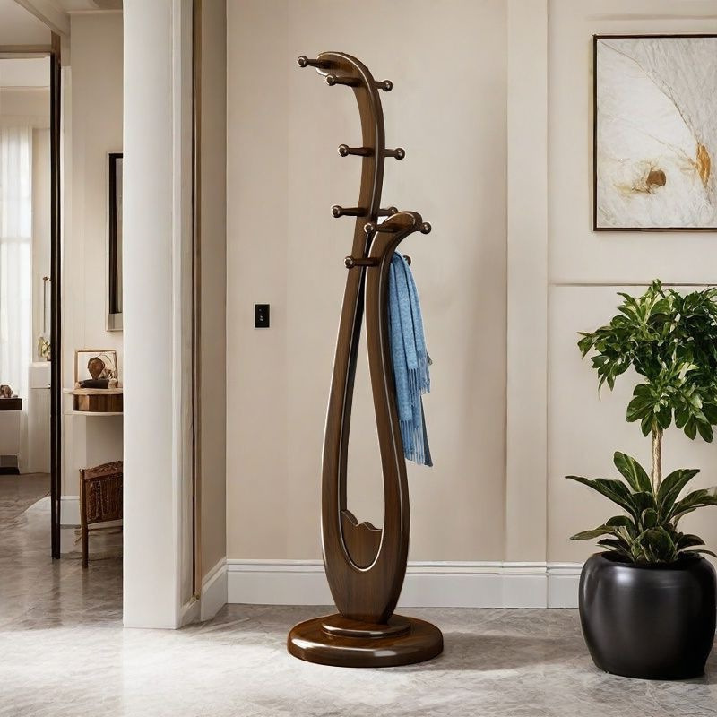 New Chinese-Style Solid Wood Coat Rack Made of Rubber Wood | Floor-Standing Rotatable Storage Rack, Trendy Coat Rack, Others