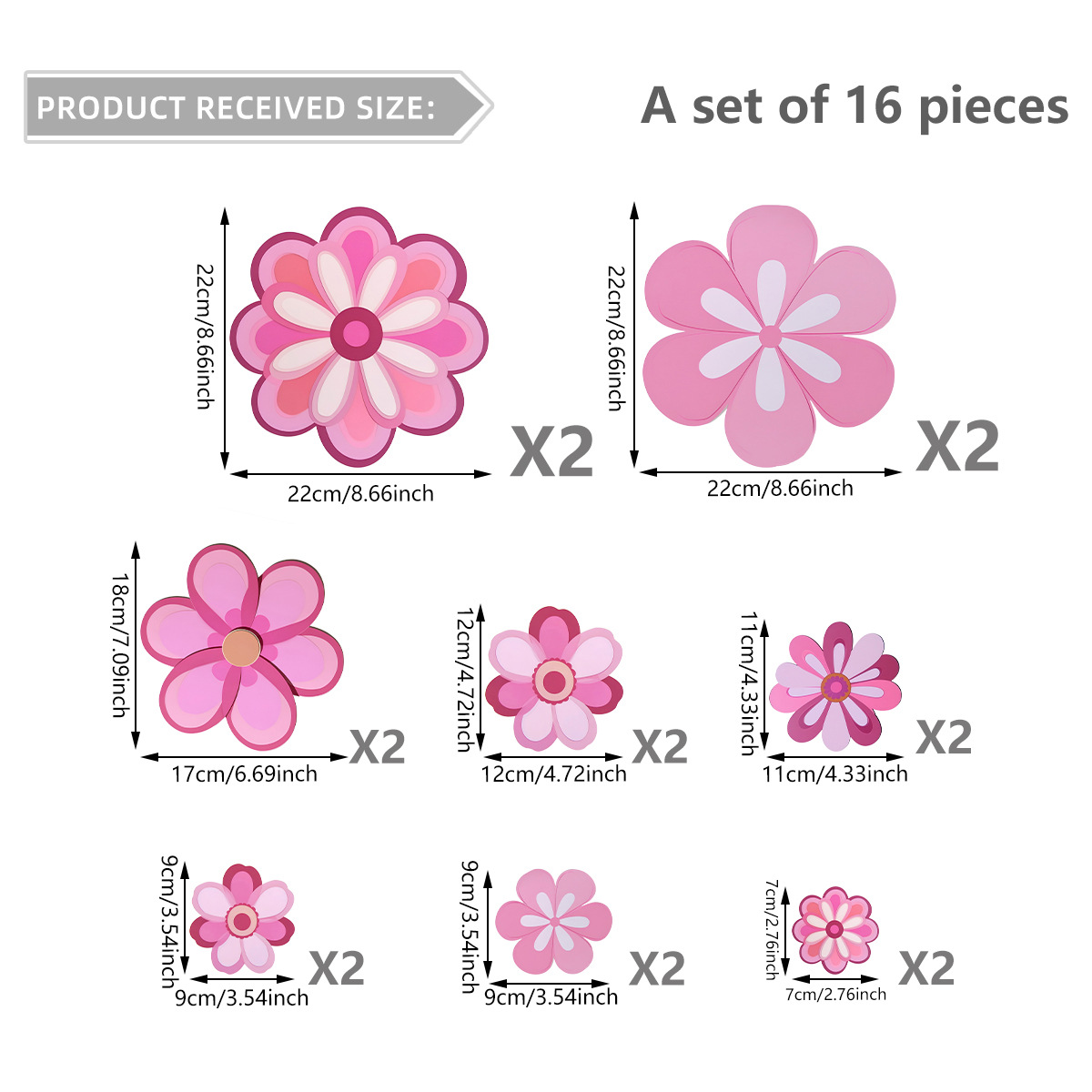 Wandaufkleber / Wandtattoo / Wandbild MJ15010 Großer rosa Blumenaufkleber für Wohn- und Schlafzimmer, selbstklebend_voghion.com