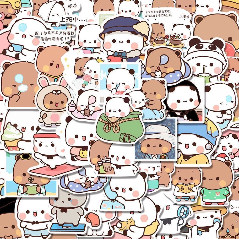 63 штуки один или два декоративных водонепроницаемых наклеек с милым медведем из мультфильма Бубу, неповторвающиеся, для мобильного телефона, ноутбука, креативные «сделай сам»