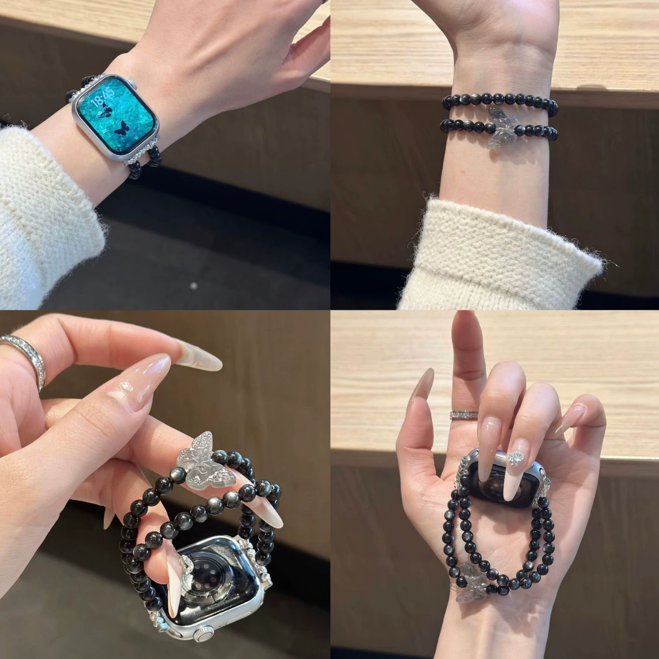 Ремешок для часов, совместимый с Apple Watch S8, нишевый новый китайский стиль, браслет iWatch, китайский стиль, бусины-бабочки