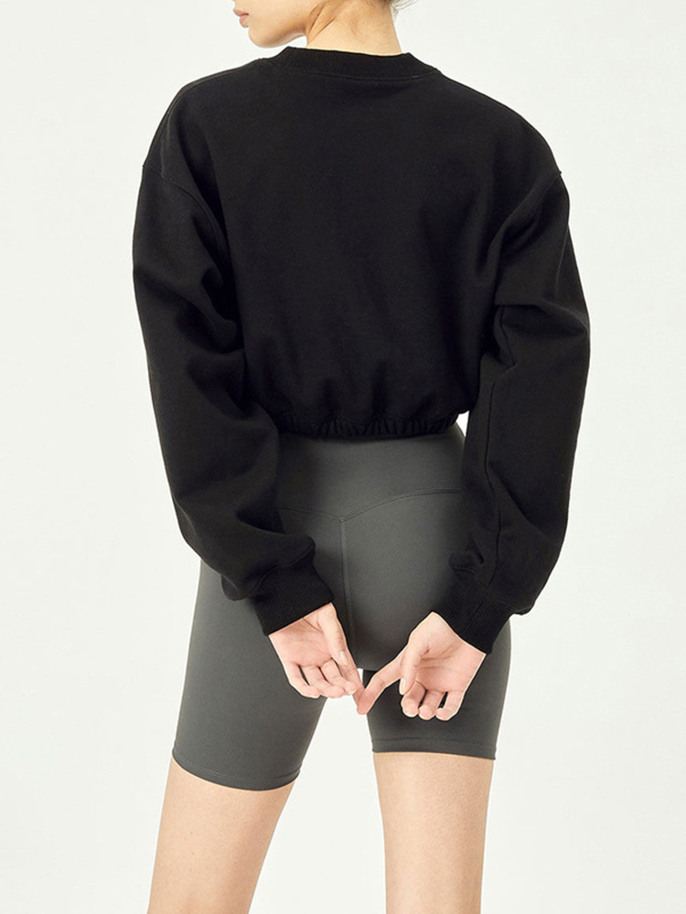 2024 otoño e invierno marca de moda americana algodón corto suéter de cuello redondo mujeres europeas y americanas tops de chicas calientes ombligo ropa deportiva de fitness