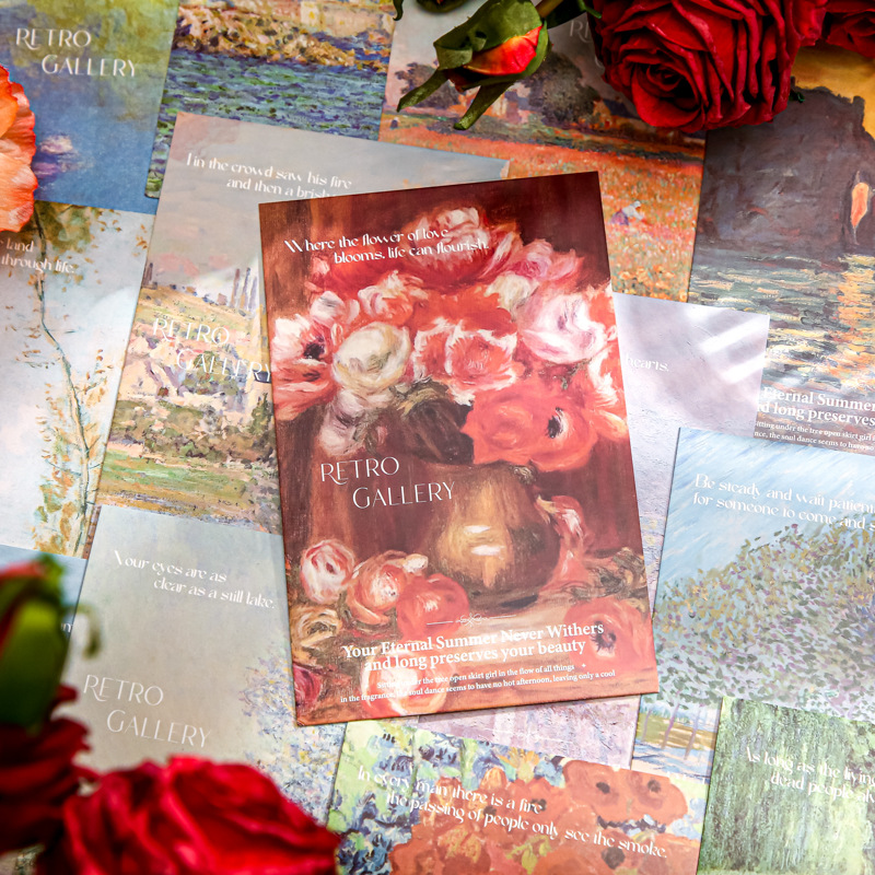 Sr. Papel postal en caja retro Galería serie creativa de alto sentido estilo de pintura al óleo Tarjeta de bendición conmemorativa