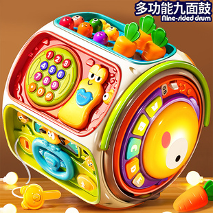 Baby Hand Drum Hexahedron Eight Children's Educational 0-1 Years Old 6 Months 12 Baby Early Education Drum Music Play