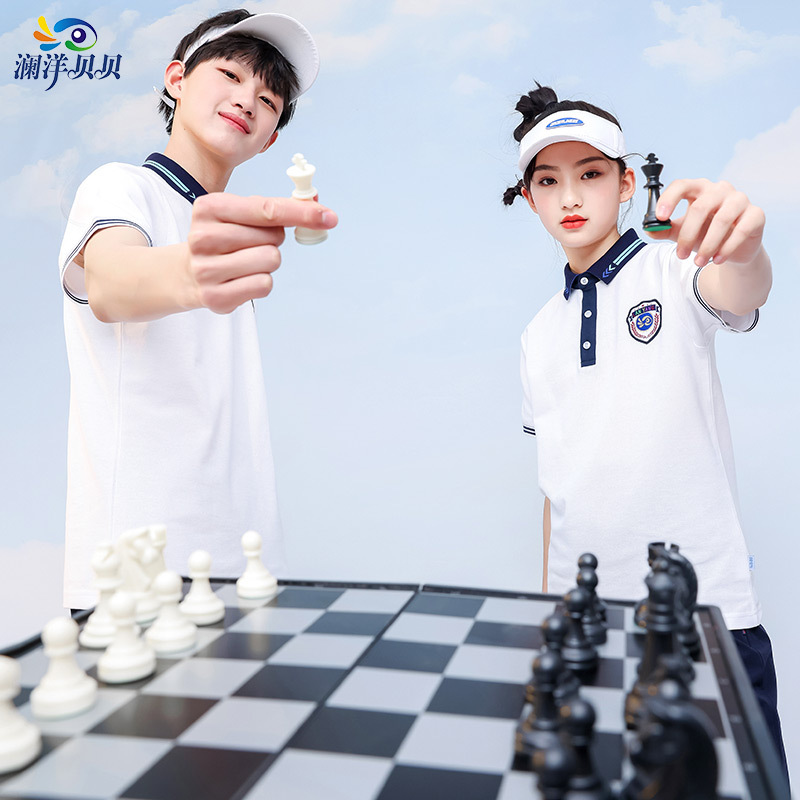 瀾洋貝貝學院風校服套裝小學生夏季短袖T恤POLO幼兒園園服班服潮