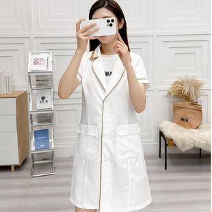Beauty Salon Work Clothes for Female Doctors and Beauticians, Medium and Short Sleeves, Summer Skin Management, Thin Manicure and Embroidery