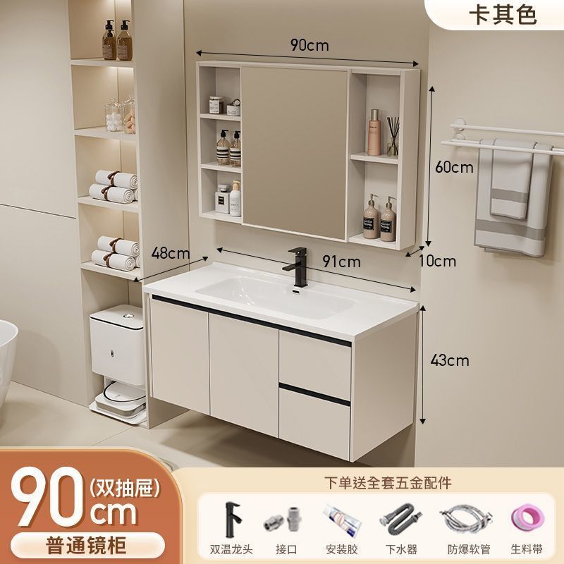 Gabinete de baño de aluminio inteligente espacial grueso combinación lavabo lavabo en cerámica lavabo fábrica de inodoro al por mayor