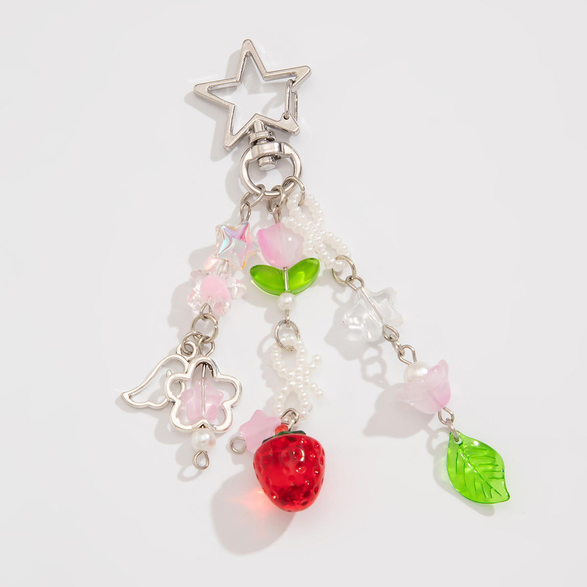 12g Weight Bag Pendant, Keychain Classification 1 Piece Quantity Daily Occasion Alloy Material Fruit, Strawberry Pattern Women's Gender Cute, Pastoral Style Cute Pastoral Fruit Strawberry Arylic Alloy Women's Bag Pendant Keychain 3
