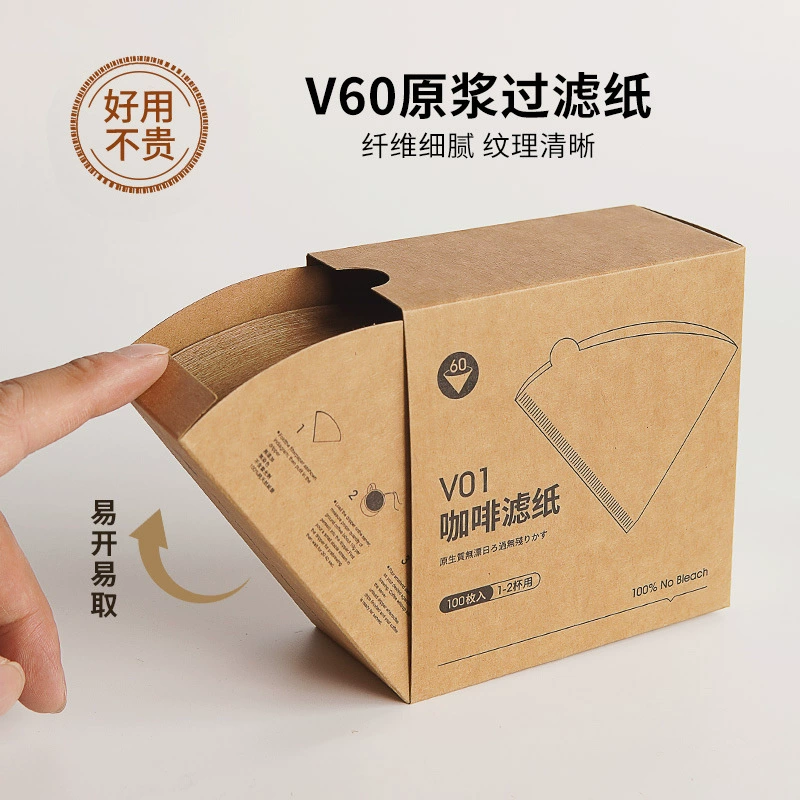 Бумага для фильтрации кофе вручную Конус сырой древесной массы 60 воронка американской кофемашины капельный фильтр бумаги 1-2/2-4 порции