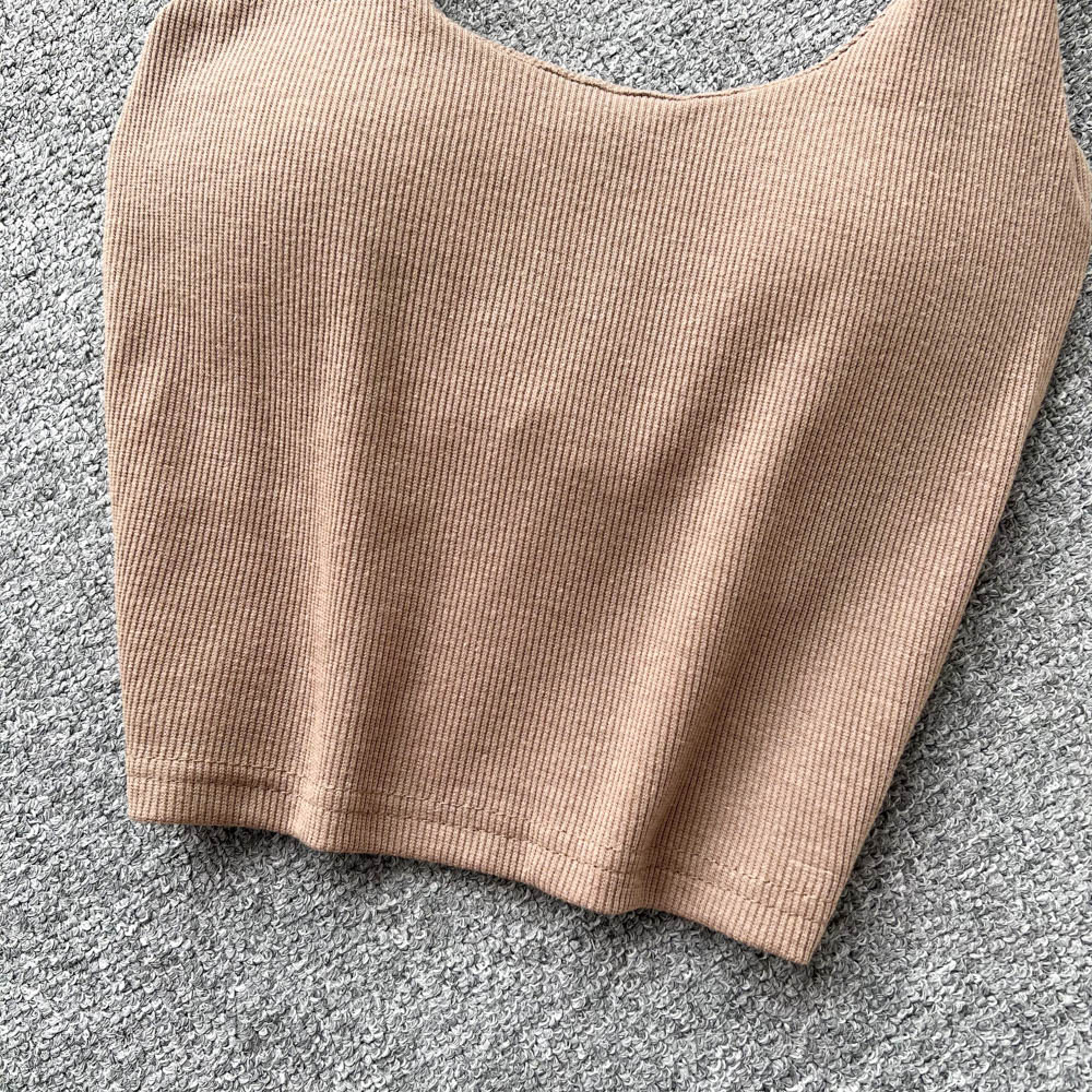 84g Weight Cotton, Rib Fabrics Fabric Type Short Top Length Vest Tops Type Holiday, Banquet, Daily Occasion Halter Neck Neckline Slim Fit Type Solid Color Pattern Summer Season Women's Gender Elegant, Streetwear Style Wholesale Women's Elegant Streetwear Solid Color Tank Tops 16