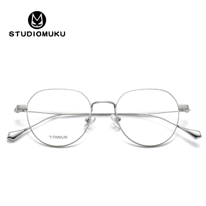 STUDIOMUKU gafas de madera cool diseño simple marco de gafas de titanio puro ultraligero marco de gafas poligonal con textura
