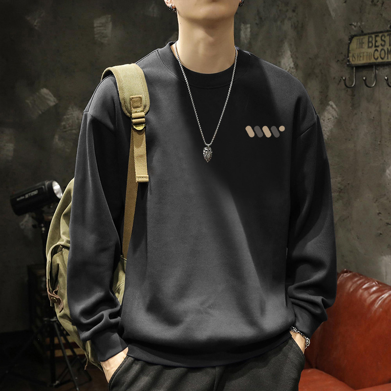América pesada camiseta de cuello redondo para hombres otoño y invierno de terciopelo grueso marca de moda retro suelta chaqueta superior adolescente