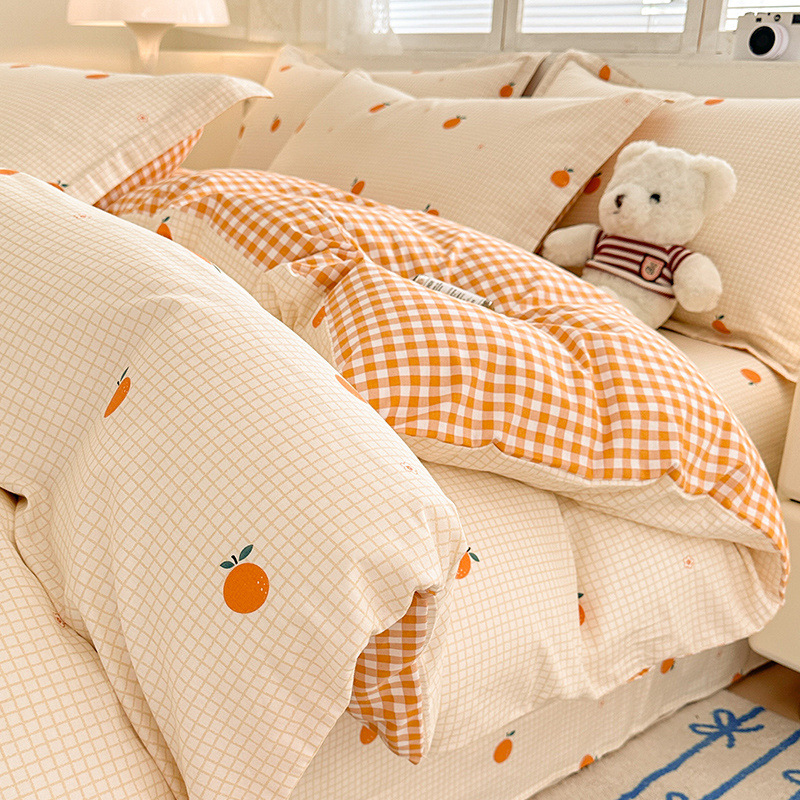 Ropa de cama de cuatro piezas de algodón de dibujos animados 100 algodón 2025 nuevo estilo ropa de cama para niños funda edredón dormitorio juego de tres piezas 4