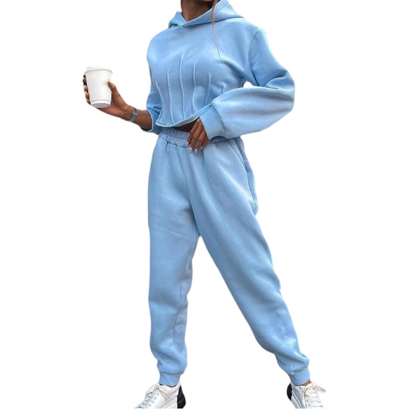 Conjunto de Sudadera con Capucha y Pantalón de 2 Piezas para Mujer FD1078 de Poliéster