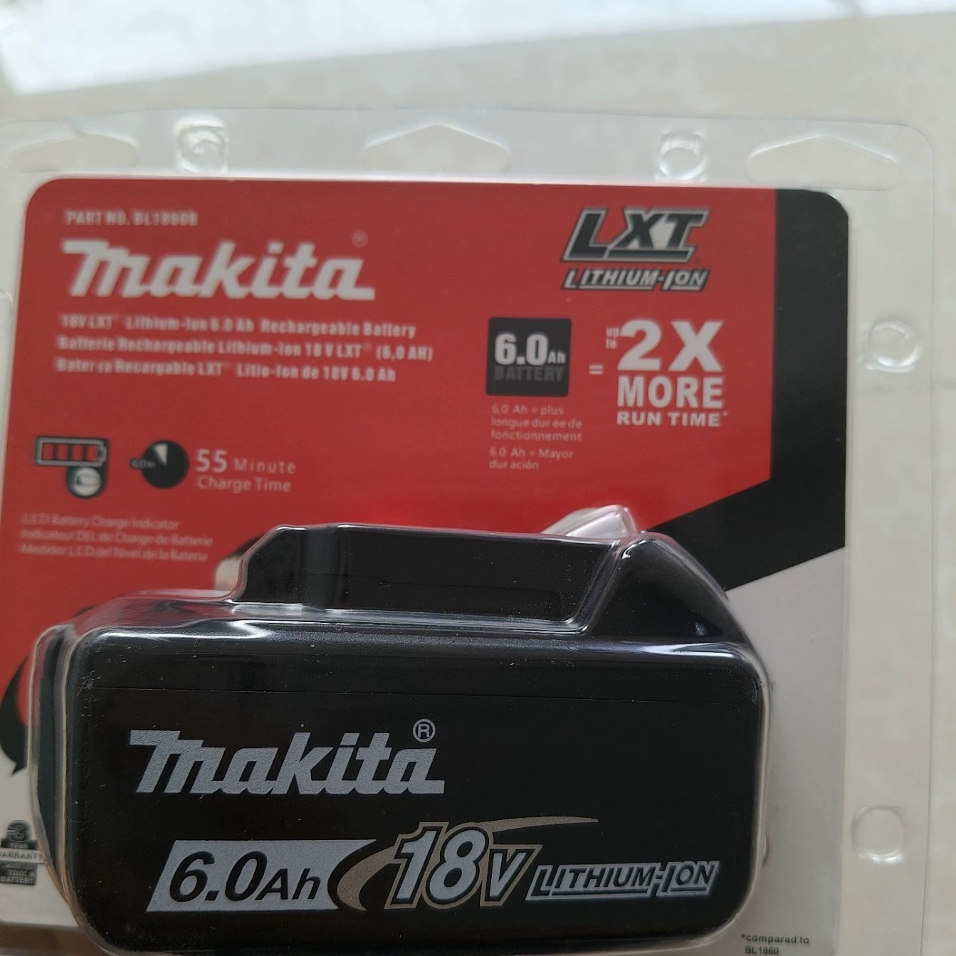 Makita牧田18V锂电池6.0Ah电芯BL1860B电动工具通用充电电池