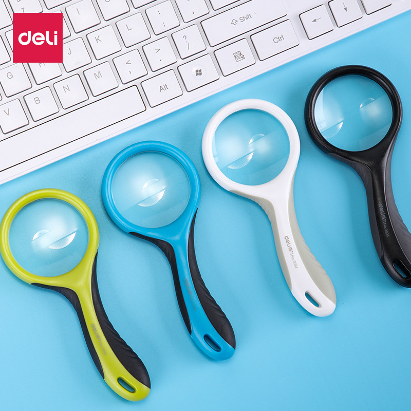 得力9094放大镜手持高清放大镜直径50mm 放大约3倍儿童昆虫植物花