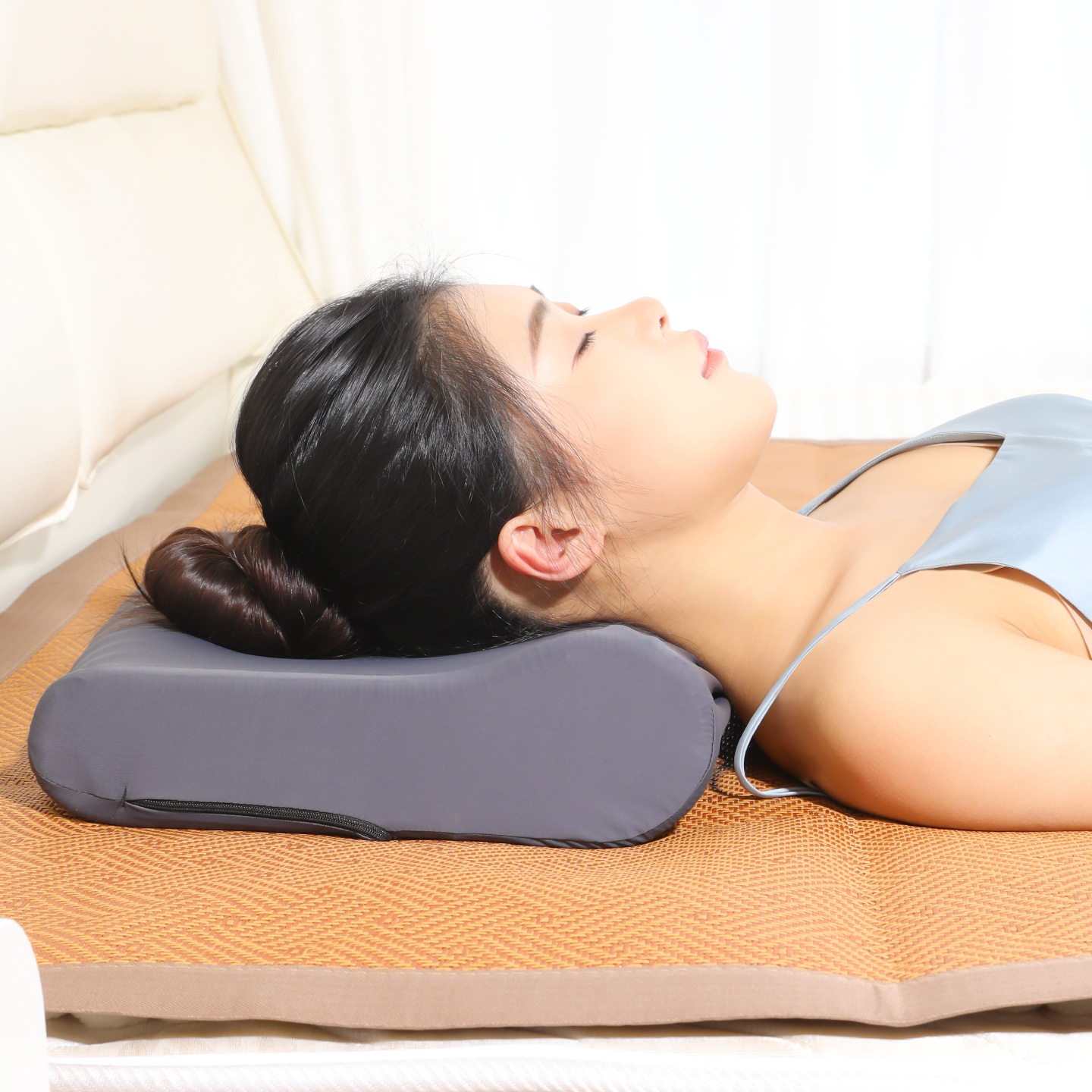 Almohada de ratán hueca, colchoneta de verano, almohada de bambú especial para días de verano, anti-sudor, lavable, almohada cervical transpirable hueca