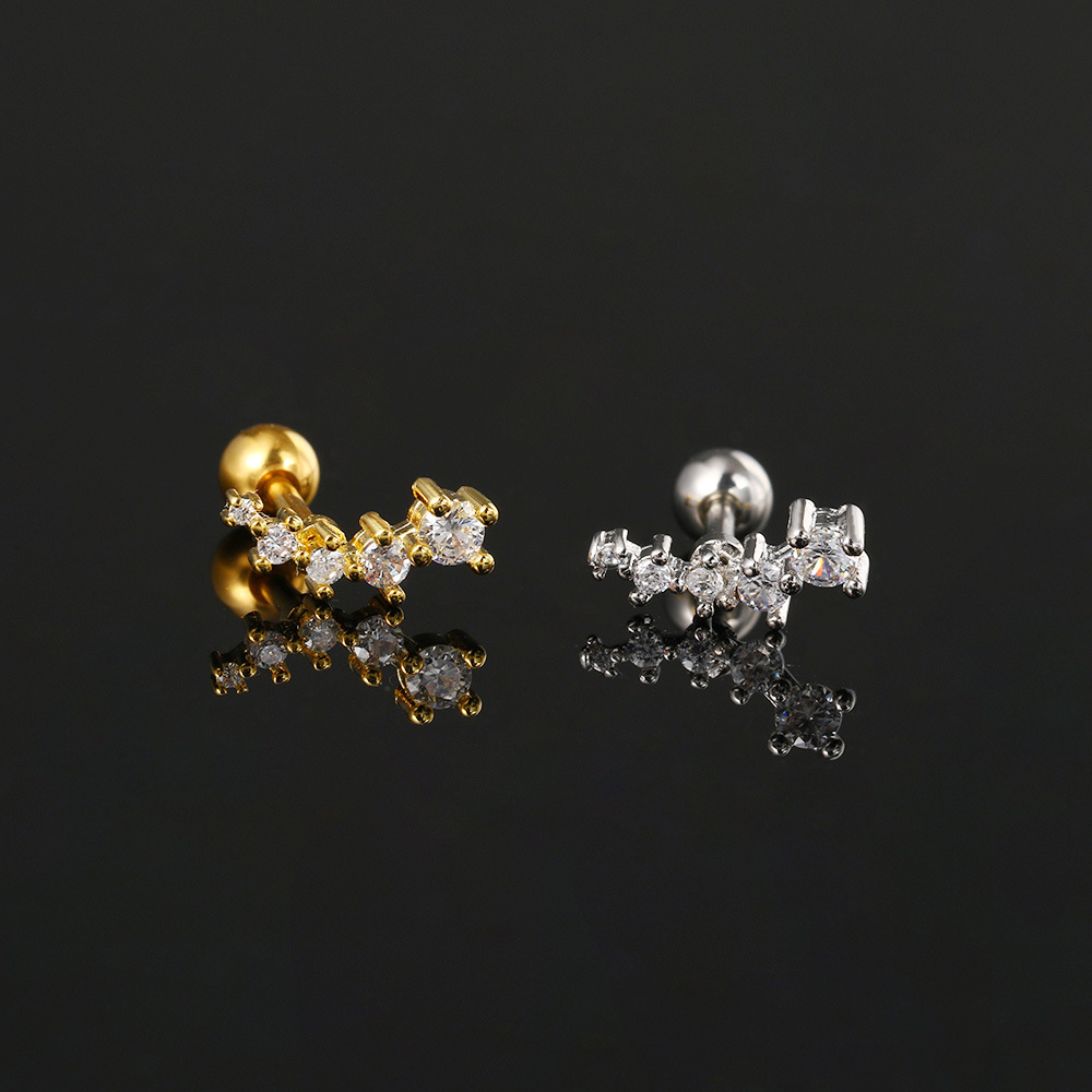 1 Piece Simple Style Classic Style Geometric Butterfly Inlay Copper Zircon Ear Studs display picture 4