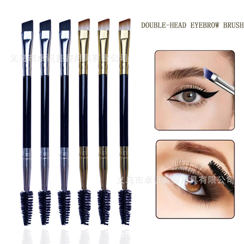 Double-Ended Eyebrow Brush, Eyelash Brush, Integrated Brush, Angled Makeup Brush, Eyelash Curling Brush, Cross-Border Exclusive Supply, Can Be Labeled