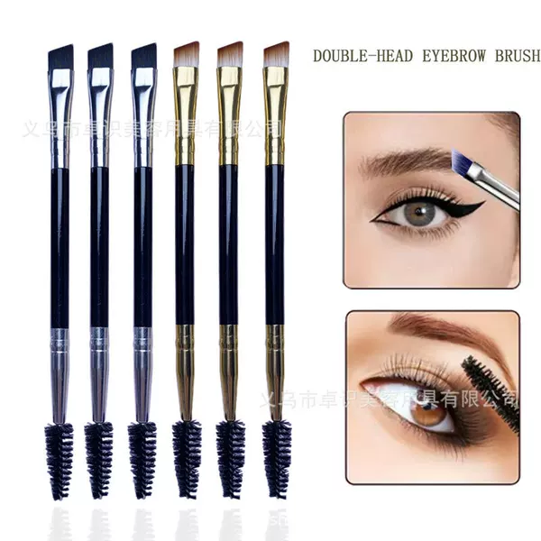 Double-Ended Eyebrow Brush, Eyelash Brush, Integrated Brush, Angled Makeup Brush, Eyelash Curling Brush, Cross-Border Exclusive Supply, Can Be Labeled
