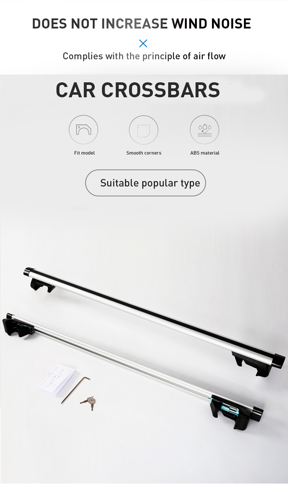 Universal Car Roof Rack Cross Bars, 2 Sizes Available with Lock