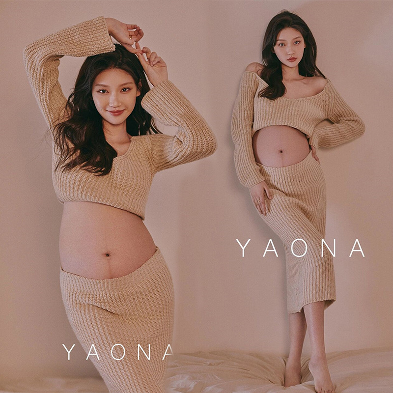 Photo Studio Maternity Photo Clothing New Pregnant Mother's Belly Photo Knitted Suit Sexy Cute Photography Art Photo Clothes