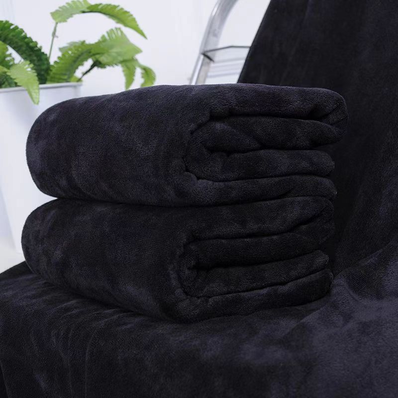 Strong Absorbent Hair Dye Haircut Resistant Black Thickened Non-Shedding Face Bath Towel_voghion.com