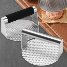 不锈钢压肉器圆形方形压肉饼厨房工具手动压肉器汉堡饼鳞纹压肉器