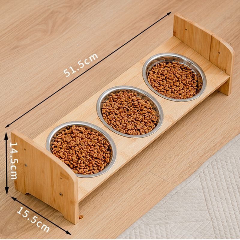 Anti-overturning Nan bamboo cat bowl cat food bowl stainless steel…