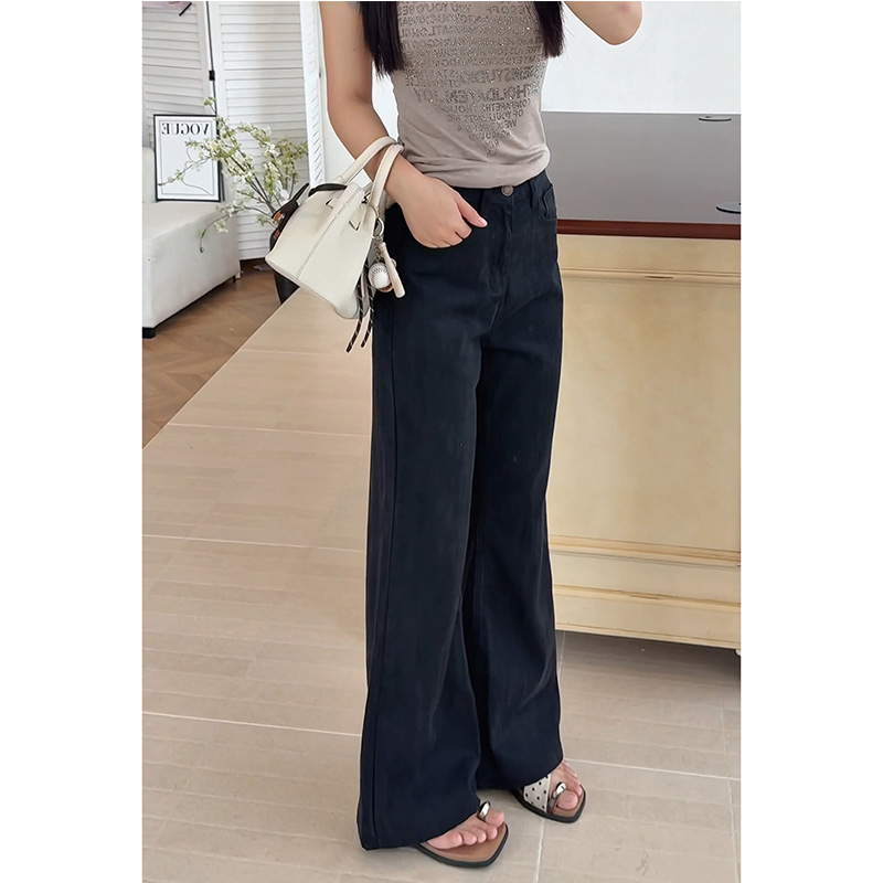 Lyocell Tencel black flared jeans for women, summer thin style, 2026 new model, high-waisted, non-tight-fitting straight-leg bell-bottom pants Lyocell Tencel black flared jeans for women, summer thin style, 2026 new model, high-waisted, non-tight-fitting straight-leg bell-bottom pants