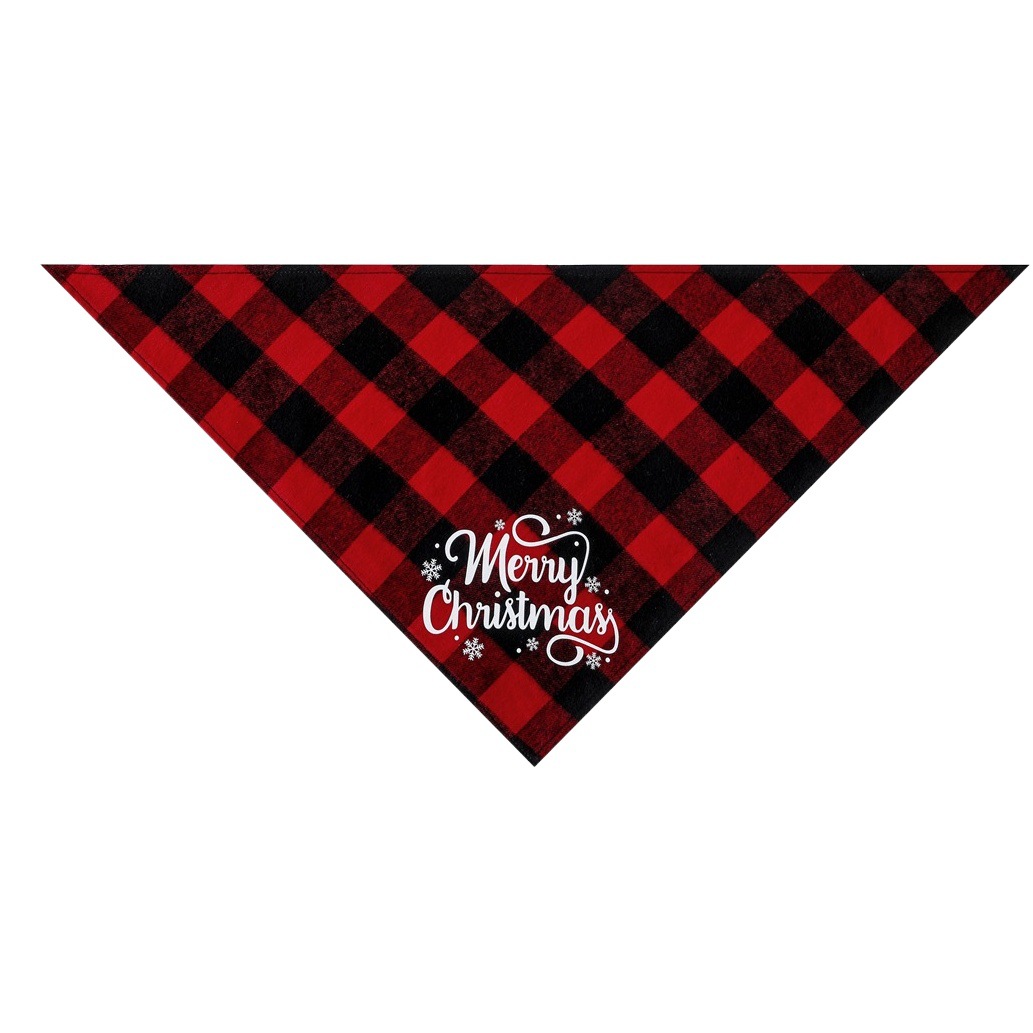 Nuevas mascotas de Navidad de algodón rojo negro verde negro cuadrado toallas de saliva perros de una sola capa cuadrada toallas bufandas triangulares