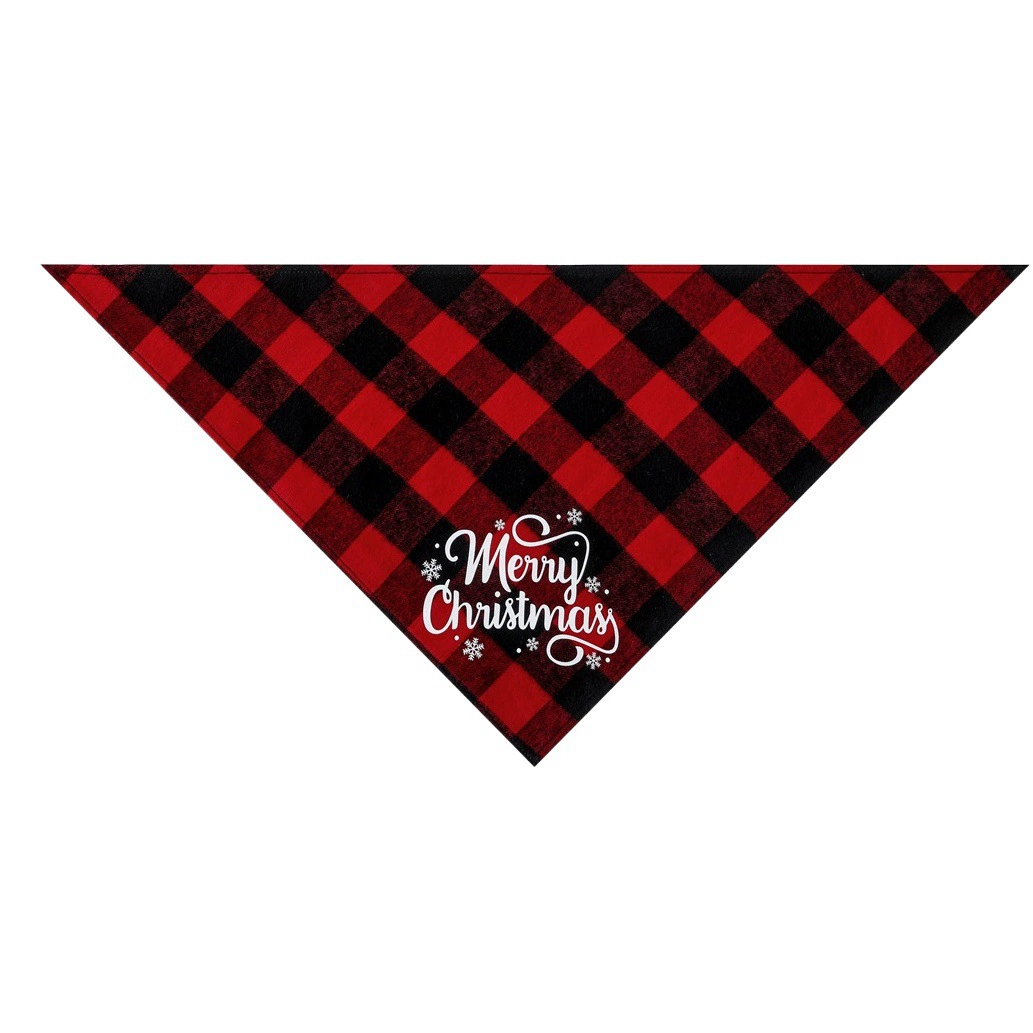 Новый Рождественский домашнее животное хлопок красный черный зеленый черный плед собака Слюна полотенце одиночный плед треугольный шарф