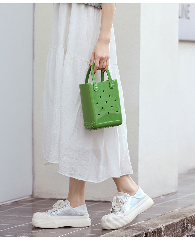 Handbag Bags Type Women's Medium PVC Solid Color Streetwear Hollow Square Open Handbag