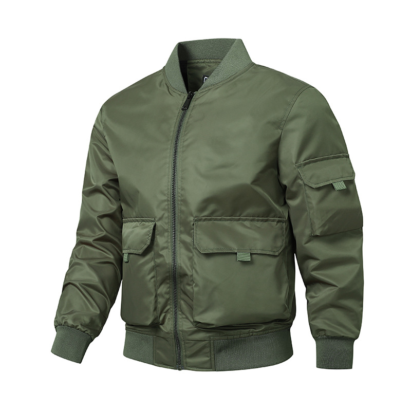 Chaqueta de trabajo transfronteriza primavera y otoño hombre duro Fuerza Aérea M1 chaqueta de piloto de cuello vertical multibolsillo chaqueta de béisbol casual chaqueta