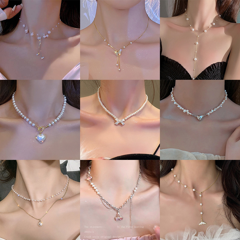 法式复古珍珠流苏项链女轻奢气质高级感锁骨链小众设计颈链配饰品