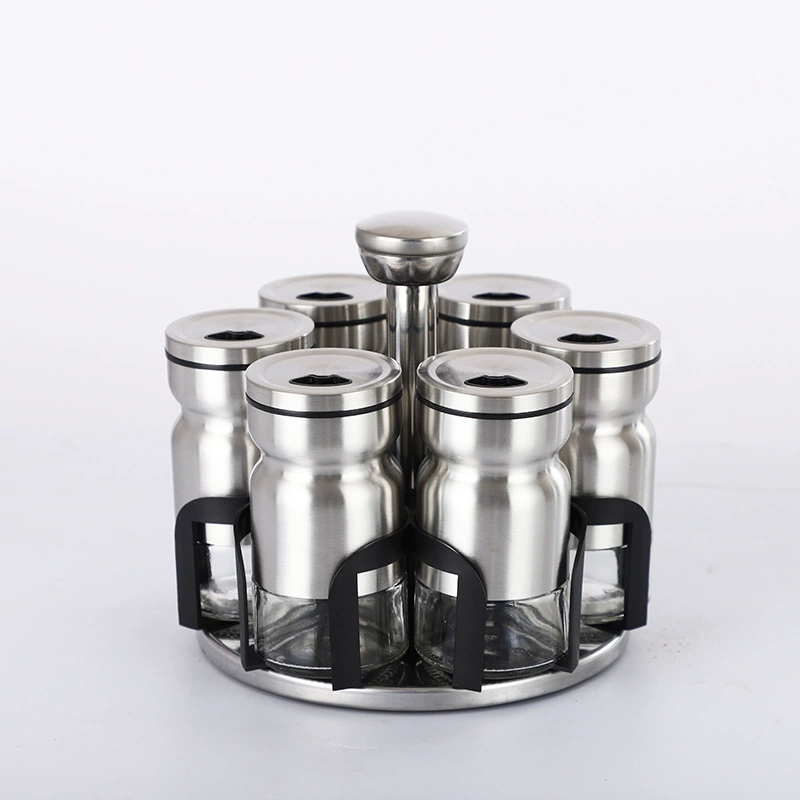 Kitchen supplies wholesale creative solid rotation and seasoning auxiliary material bottle Practical hourgap bottle glass set European and American hot sale