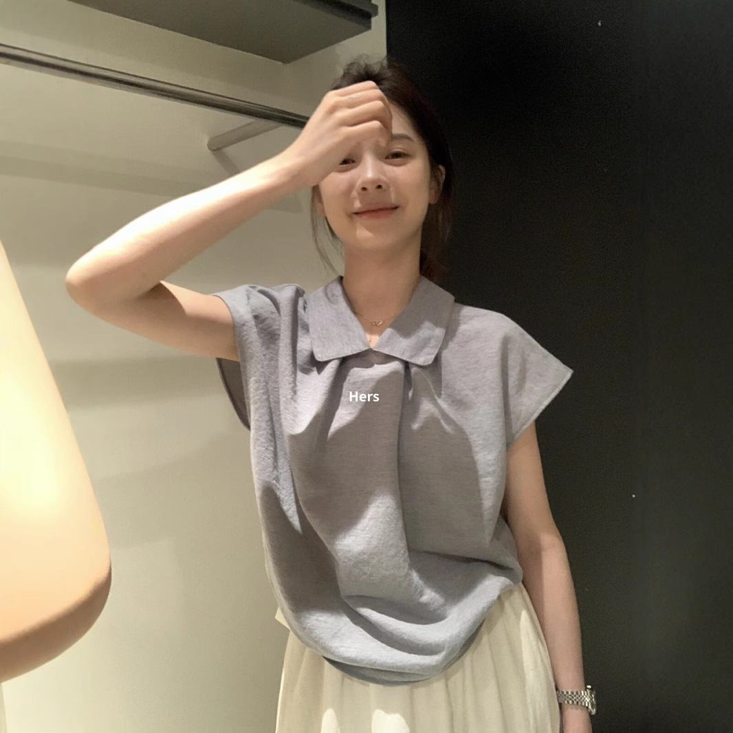 【Hers】东大门夏季新款韩系简约复古小飞袖polo小衫  YS1-9532