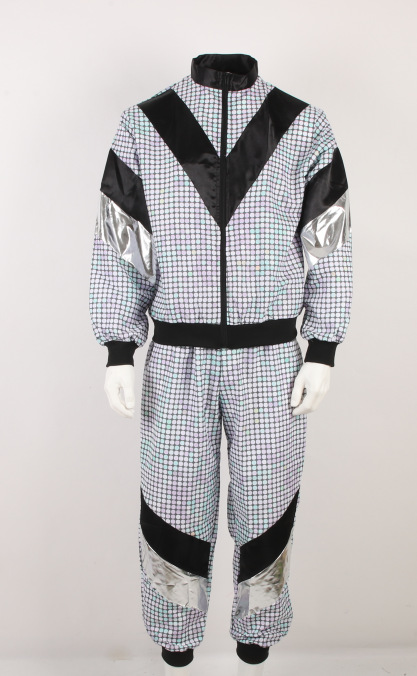 Серебристо-белая клетчатая спортивная одежда (матовая)