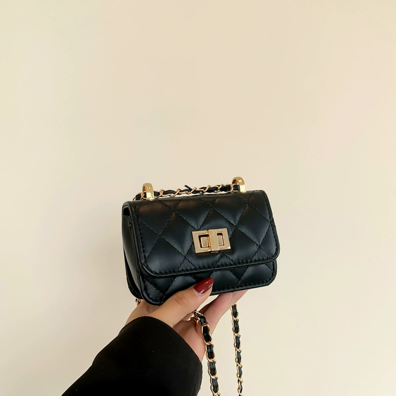 Mini Quilted Shoulder Bag, Small Chain Strap with Turn-Lock, Trendy Spring Accessory