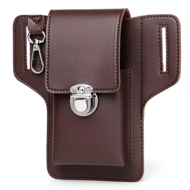 Cross-border New Waist Bag Portable Men's Work Site Cigarette Bag Wearing Belt Certificate Storage Bag PU Leather Waist Bag