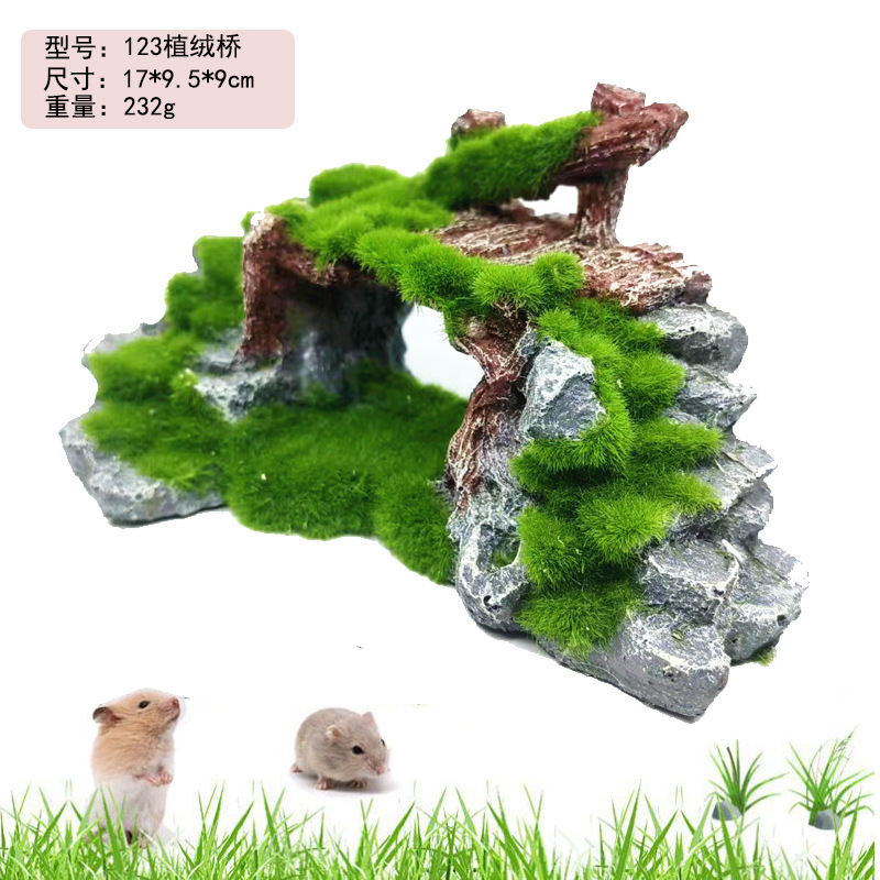 Tortuga de orugas mesa de secado pequeña tortuga mesa de escalada pecera paisaje escondite casa tortuga olla secado mesa de nuevo simulación puente flocado Decoración