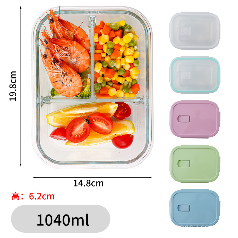 Caja de almuerzo de vidrio refrigerador caja de preservación de microondas estudiantes de oficina caja de comida de frutas caja de separación caja de comidas sellada