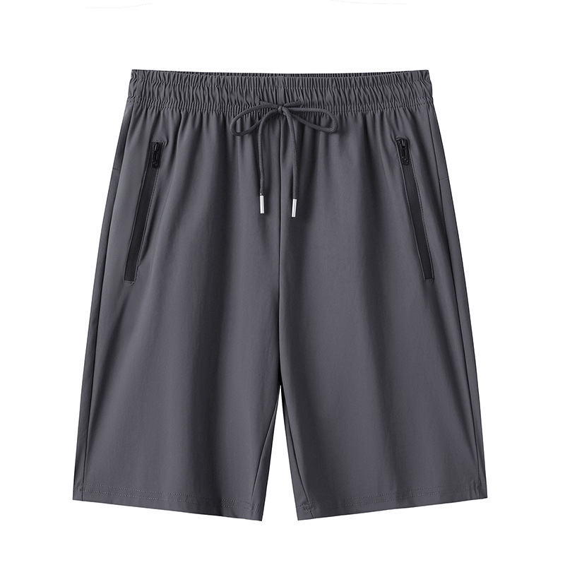 8888 Men's Shorts, Summer Ice Silk High-Elastic Zipper Pocket Outdoor Beach Running Sports Casual Shorts
