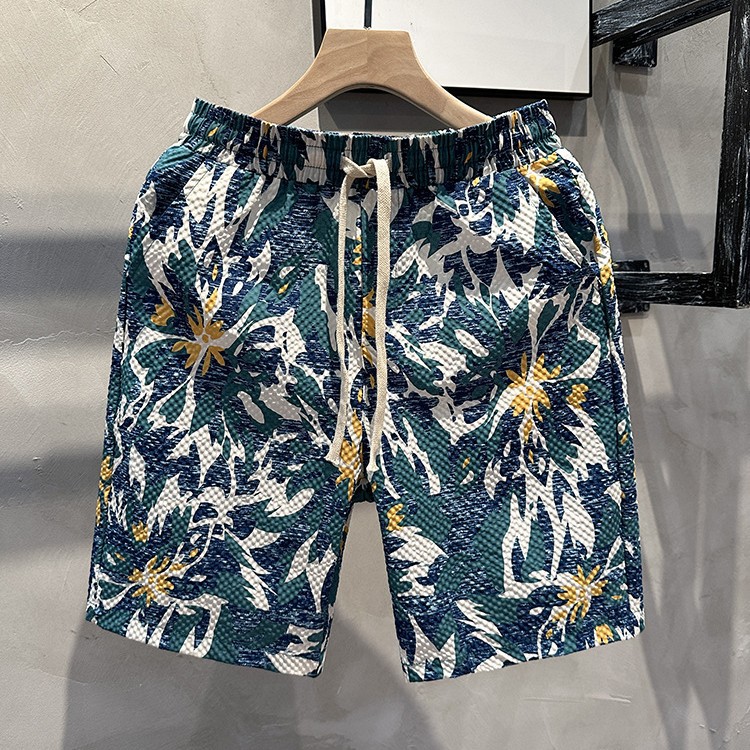 Men's Clothing Men's Quick Drying Casual Beach Shorts Summer Fashion Printed Vacation Straight Leg Five Point Pants_viptrois.com