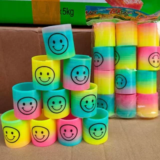 魔力彩虹圈迷你笑脸3.0x3.5CM叠叠乐七彩弹簧圈儿童益智玩具批发