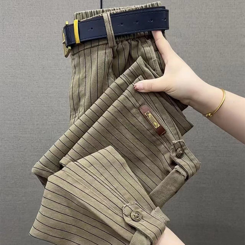 카키 스트라이프 데님