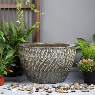 Jingdezhen Ceramic Large Tank Fish Tank Ancient Landscaping Rockery Basin Water Lily Basin Lotus Tank Floor-Standing Balcony Courtyard Furnishings