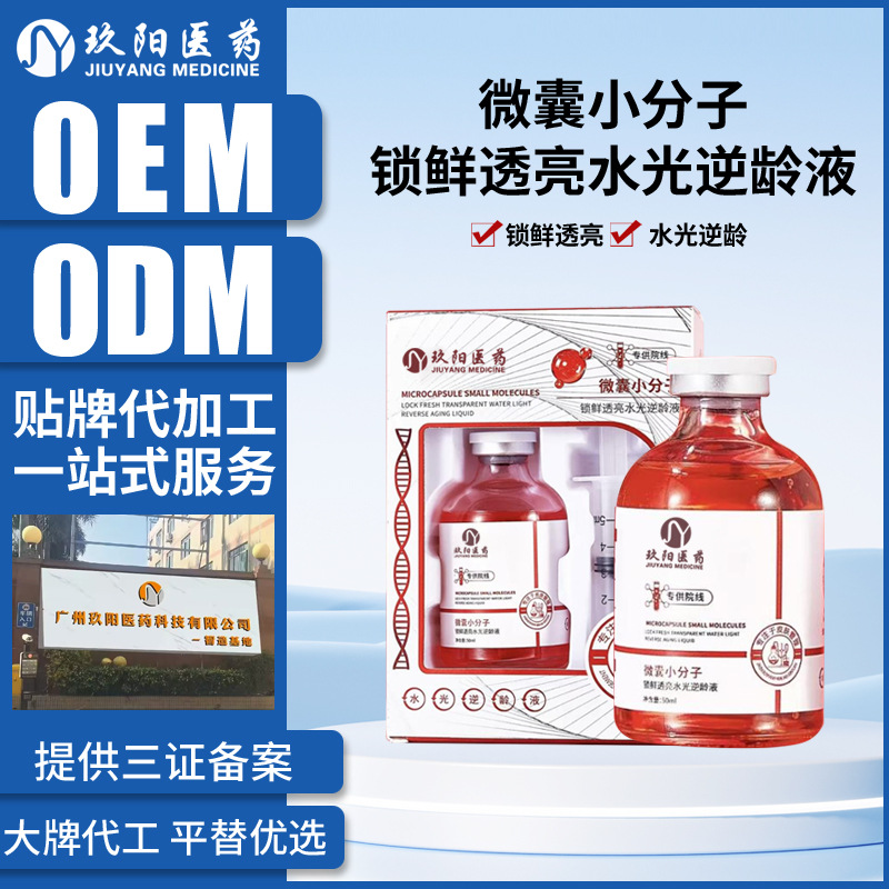 定制微囊小分子锁鲜透亮水光逆龄液OEM滋润肌肤紧致精华原液贴牌