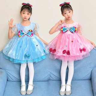 新款六一儿童演出服女童公主裙合唱服幼儿园蓬蓬纱裙舞蹈表演服装