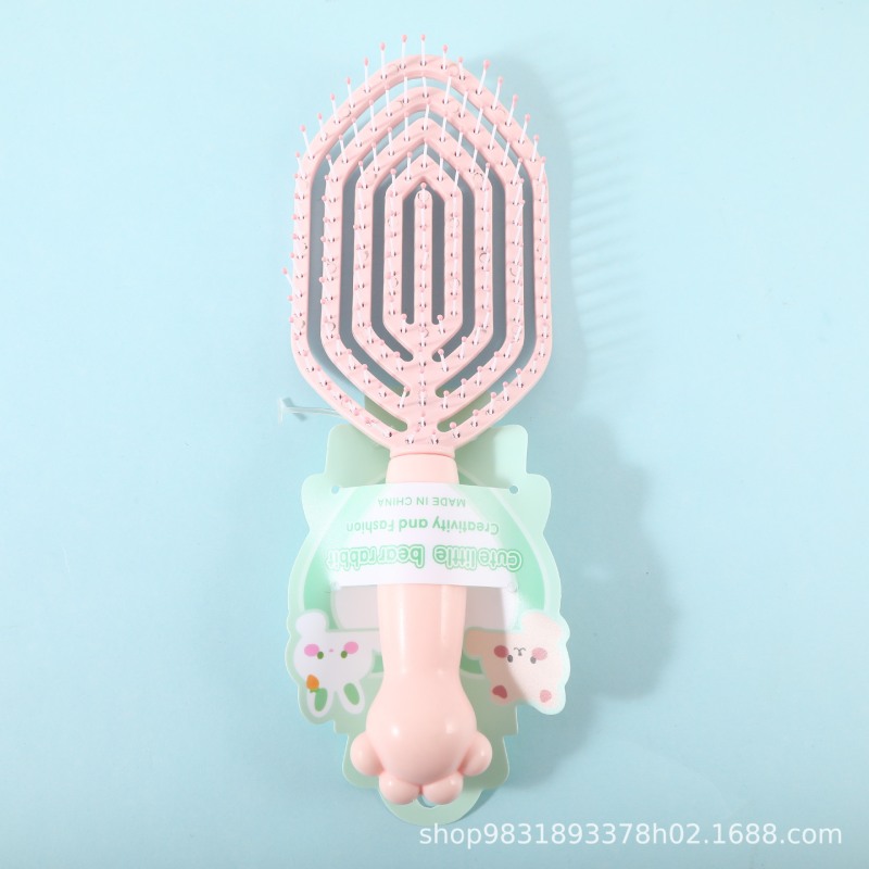 卡通造型可爱梳子韩版镂空梳按摩梳女生蓬松造型梳顺发直发大弯梳|undefined