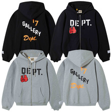 秋冬新款Gallery Dept复古美式拳击手套字母拉链连帽衫男女卫衣潮